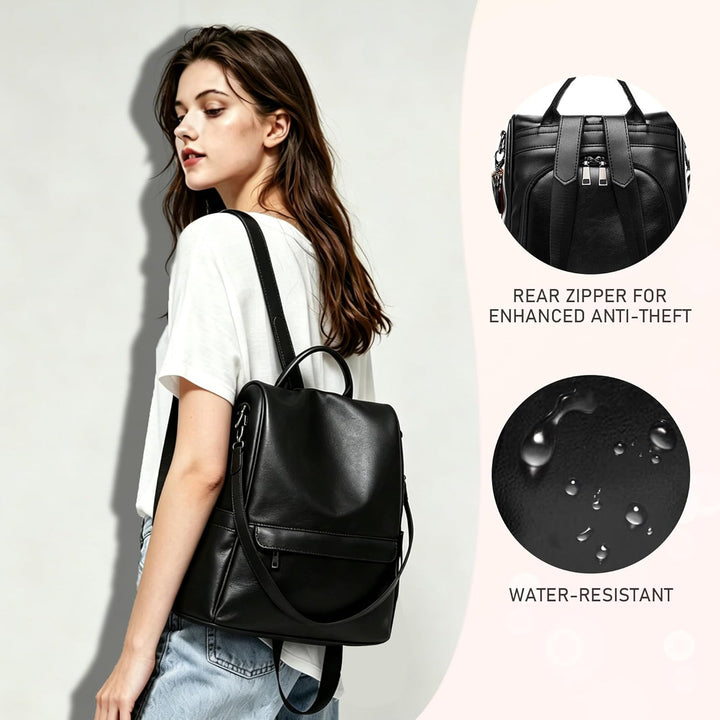 shepretty Damen Rucksack Anti Diebstahl Umhängetasche Multifunktions Schultaschen 099-6766schwarz M,