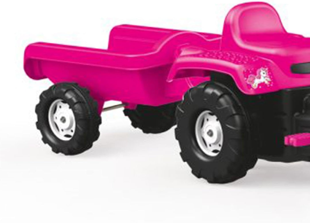 Dolu � Einhorn Kinder Traktor Pedalbetrieben & Anh�nger � Rosa Pedalbetriebener Traktor und Anh�nger