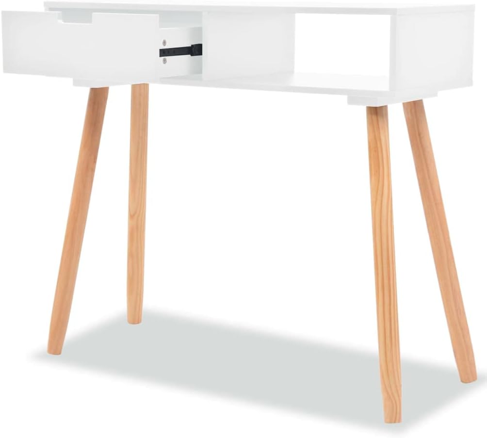 vidaXL Pinienholz Massiv Konsolentisch Tisch Schreibtisch Konsole Ablagetisch Weiss, Wei&#xDF;