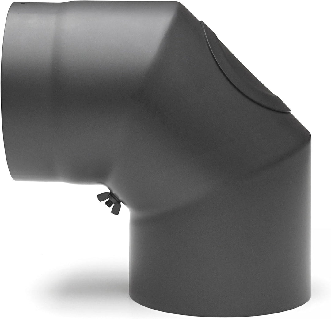 raik Rauchrohrbogen/Ofenrohrbogen 90° 3-teilig 120 mm Durchmesser mit Reinigungsöffnung Stahlblech 2