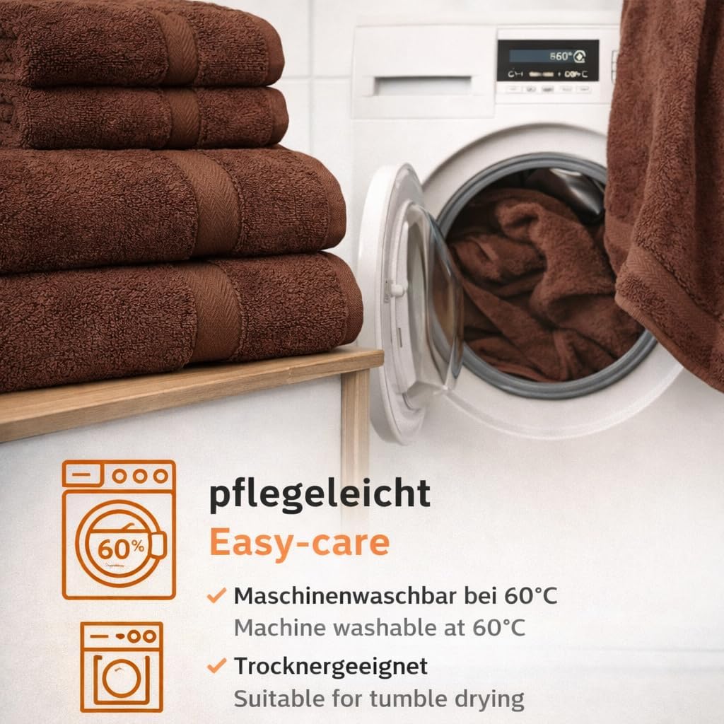Betz 4-TLG. Handtuch-Set Premium 100% Baumwolle 2 Duschtücher 2 Handtücher Farbe nuss, Nuss