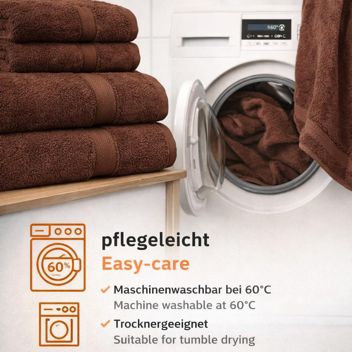 Betz 4-TLG. Handtuch-Set Premium 100% Baumwolle 2 Duschtücher 2 Handtücher Farbe nuss, Nuss
