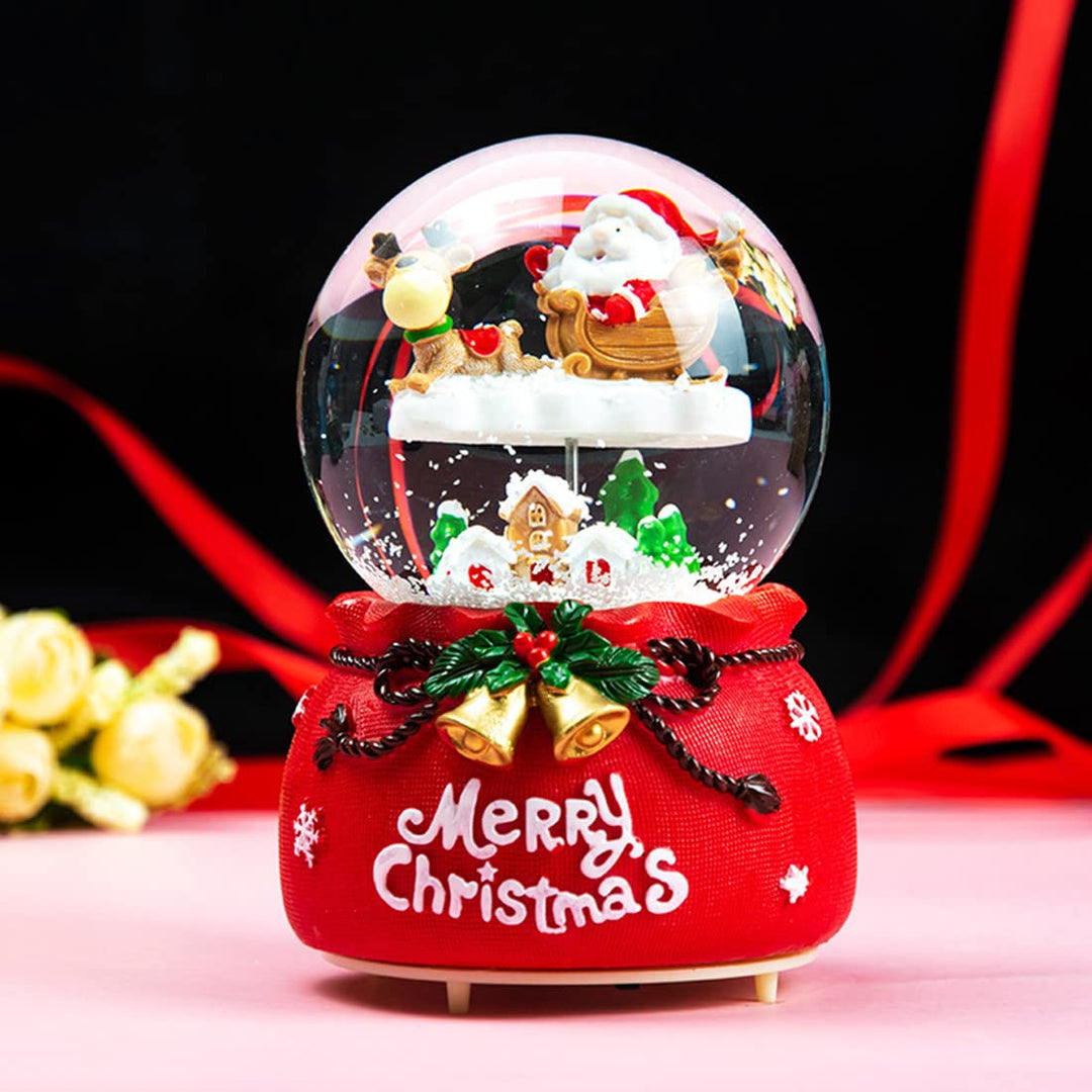 Schneekugel Weihnachtsmann Deko Schüttelkugel Musik Kristallkugel mit Schneeflocken Nachtlicht Glask
