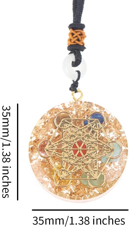 LXMYLI Orgone Metatron Cube Merkaba Anhänger Halskette, 7 Chakren Orgonite Om Yoga Healing Meditatio