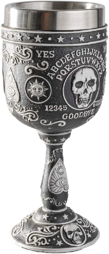 Mystischer Kelch Ouija Spirit Board mit Totenkopf - Fantasy Weinkelch Magie