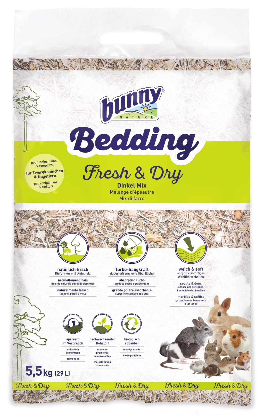 Bunny Bedding Fresh & Dry | 5,5kg natürliches Nagerstreu