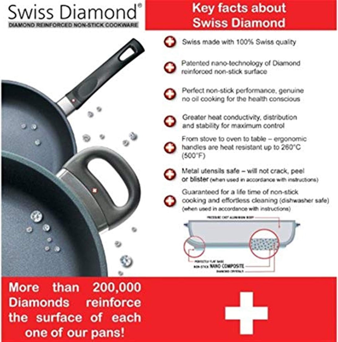 Swiss Diamond 607i Set mit 2 Pfannen, 24 cm und 28 cm, für Induktion, Antihaftbeschichtung, kein PFO