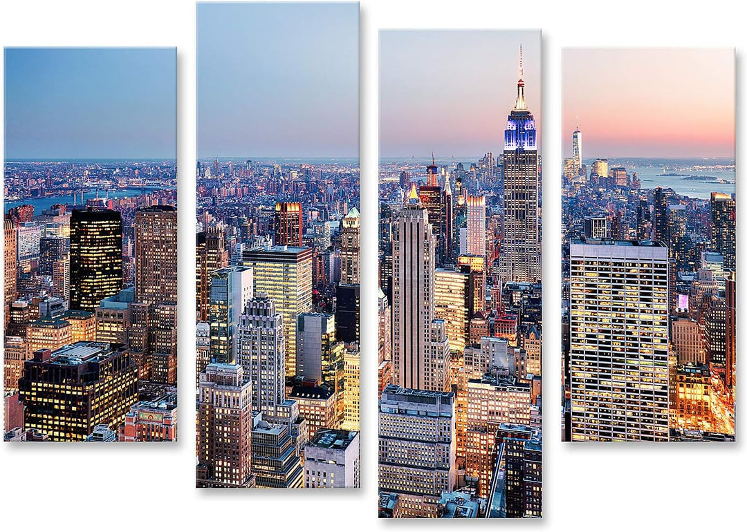 islandburner Bild auf Leinwand New York Stadt Usa Bilder Wandbilder Poster Leinwand 130x80cm - 4 Tei