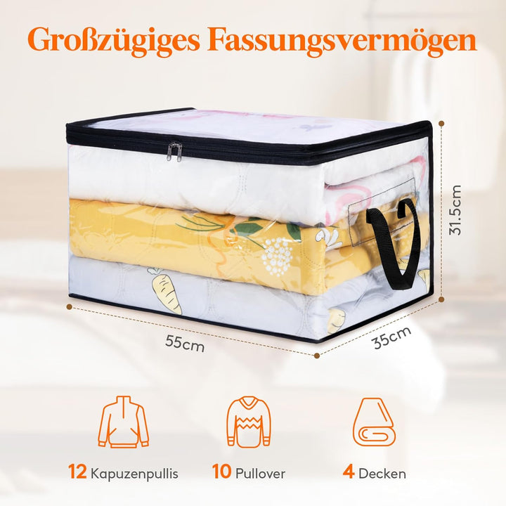 Lifewit 8er Pack Transparente Plastik Aufbewahrungstasche, 60L Kleiderschrank Organizer Aufbewahrung