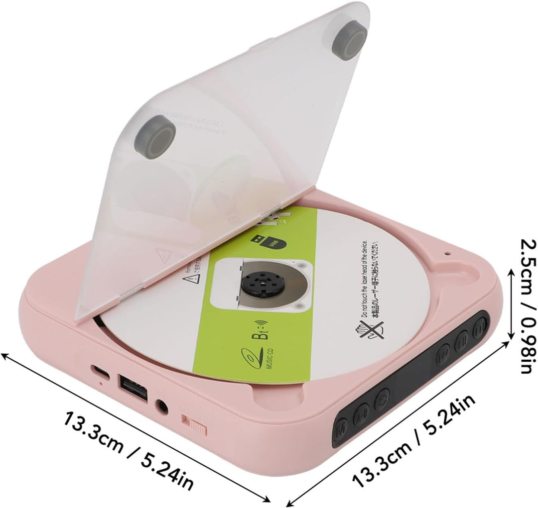 CD Player Tragbarer Bluetooth, Kompakt CD Player mit 2000 mAh Support CD R, CD RW, MP3, WMA, Music P