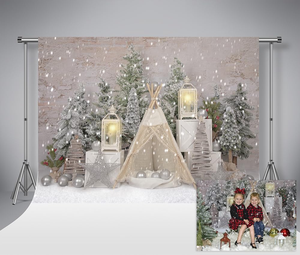 Kate Hintergründe 7x5ft/2.2x1.5m Aussenzelt Hintergrund Fotografie Weihnachten Weihnachtsbaum Fotowa