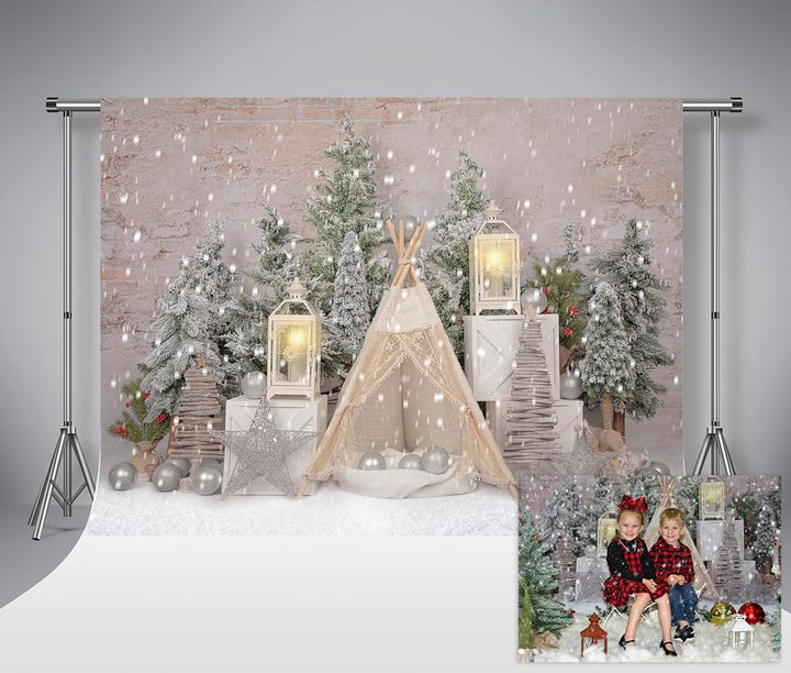 Kate Hintergründe 7x5ft/2.2x1.5m Aussenzelt Hintergrund Fotografie Weihnachten Weihnachtsbaum Fotowa