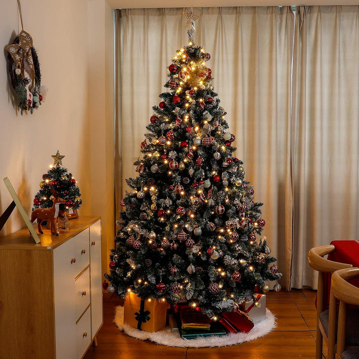 Yorbay künstlicher Weihnachtsbaum mit Beleuchtung weiss Schnee LED Tannenbaum für Weihnachten-Dekora