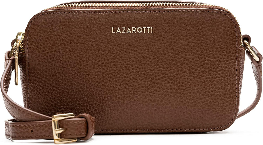 Lazarotti Bologna Leder Umhängetasche Damen | 2 Hauptfächer & längenverstellbarer Schulterriemen | m