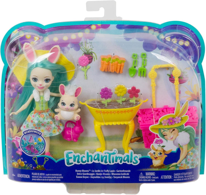 Enchantimals GJX33 - Gartenfreunde Spielset mit Fluffy Bunny Puppe, Tierfreund Mop und Zubehör, Spie