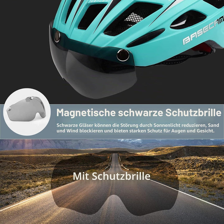 Shinmax Fahrradhelm mit LED-Beleuchtung, Fahrradhelm mit Sicherheitsbeleuchtung, magnetischer Fahrra