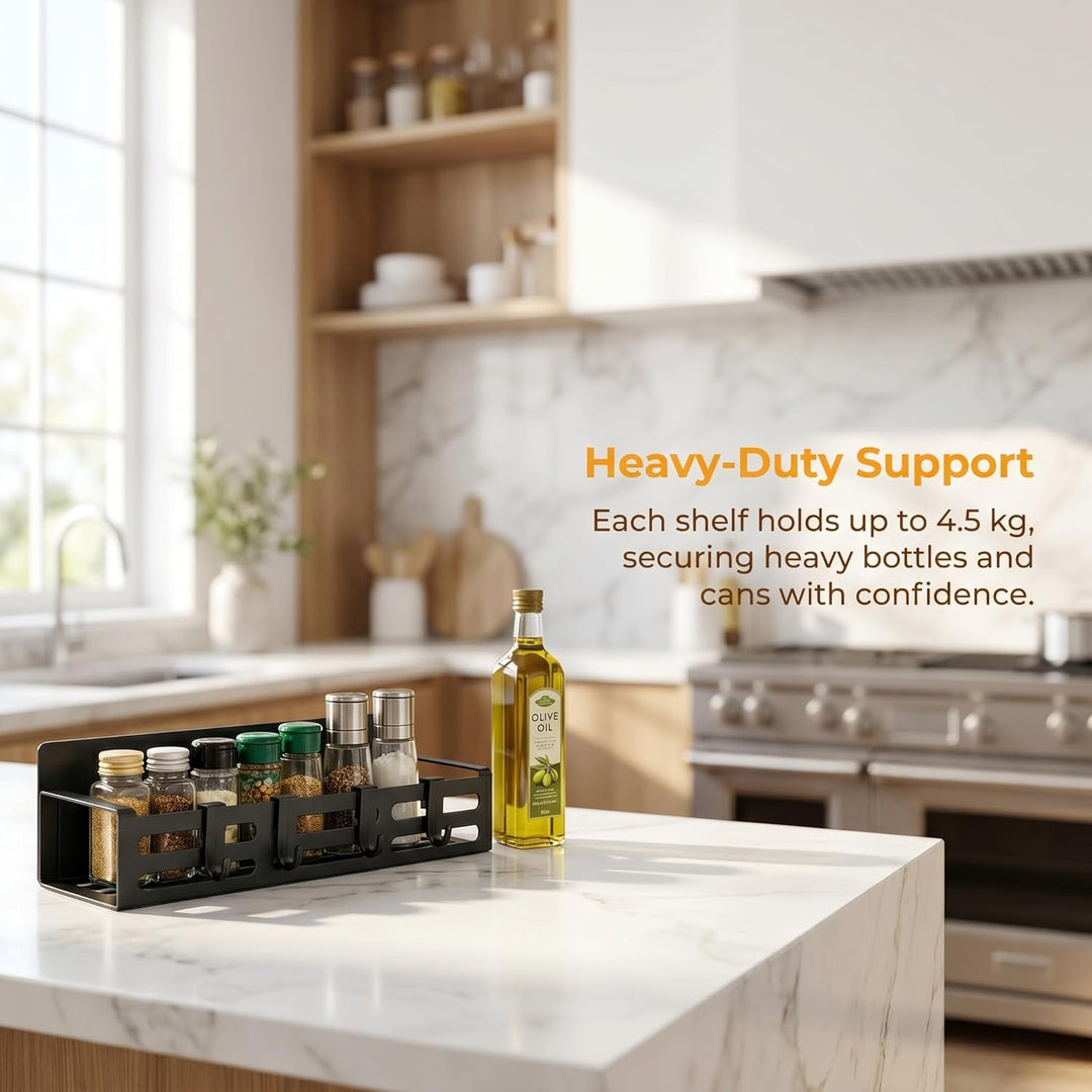 2 Stück Gewürzregale, Kühlschrank Regal Magnetisch mit 8 Haken Magnetregal Magnetic Spice Rack Kühls