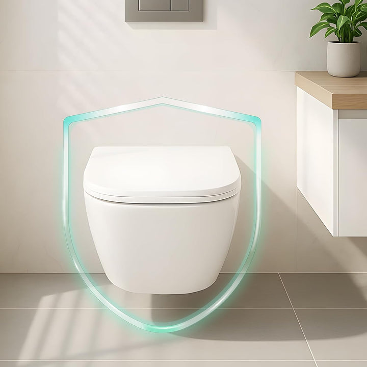 Toilettendeckel Eckig 36x42x4 cm mit Absenkautomatik & Montageset – Quadratischer WC-Sitz Weiss, Sof