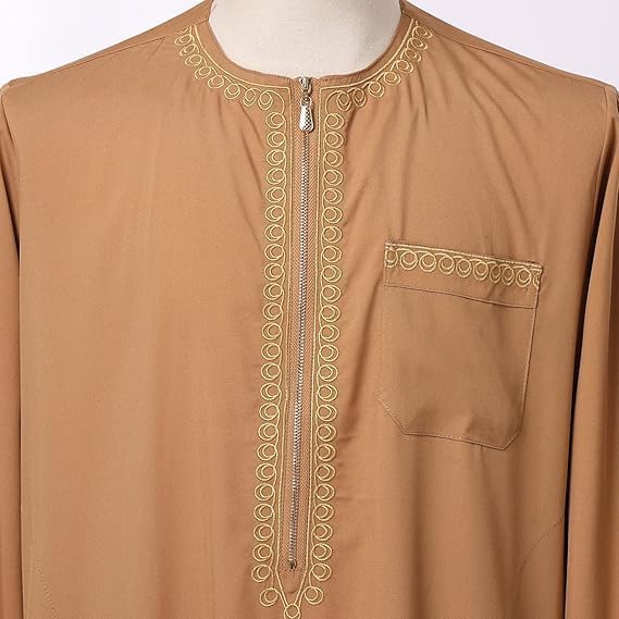 CAMDOM Naher Osten Arabische Herren Roben Muslimische Kaftan Kleidung V-Ausschnitt Thobe Arabisch Mu