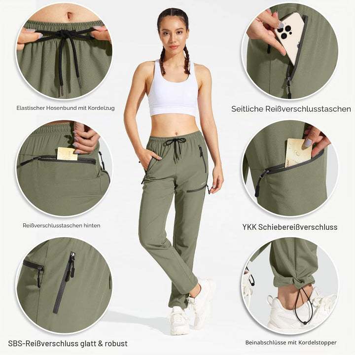 MOCOLY Damen Wanderhose Cargohose Wasserdicht Elastische Outdoorhose Cargo Jogginghose Trekkinghose