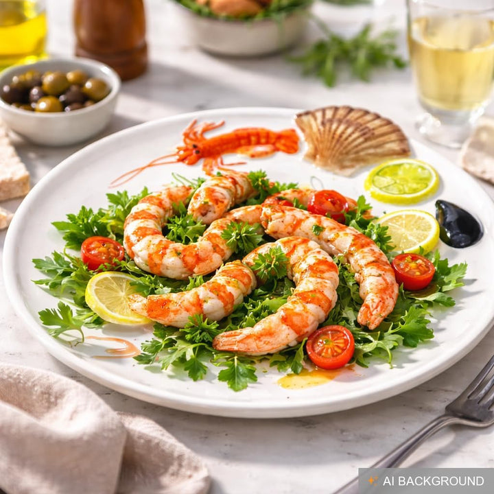 Lashuma Handgemachter Platzteller aus Italienischer Keramik im Meeresfrüchte Design, Runder Fischtel