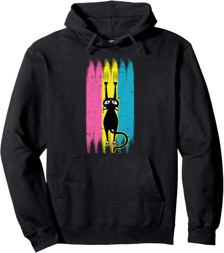 Cat Scratching Pansexual Pride Kitten Kitty LGBT-Q Ally Pullover Hoodie