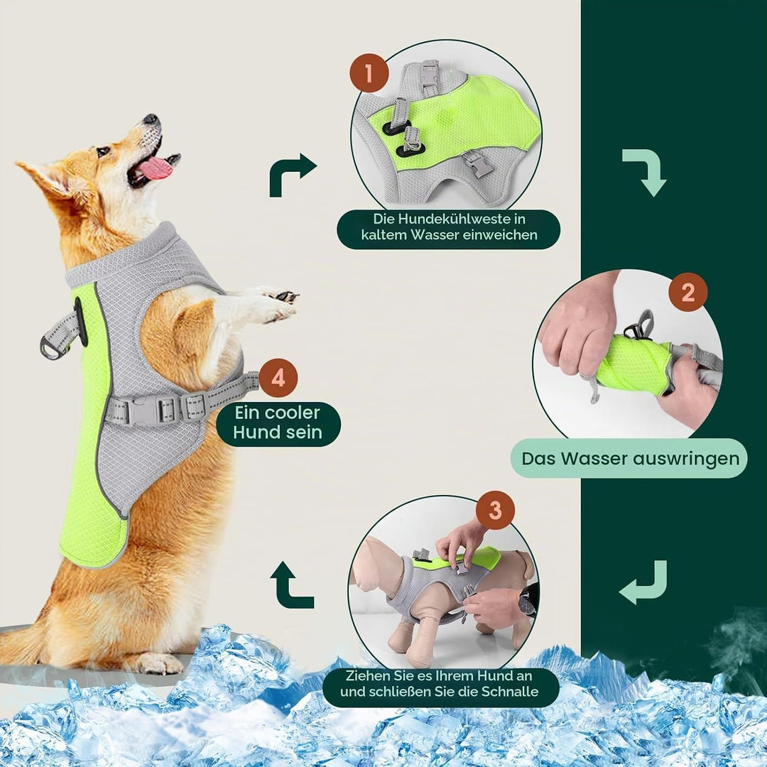 Kuoser Kühlweste für Hunde, Hundekühlungsmantel für heisse Sommertage, Atmungsaktive &amp; Reflektierend