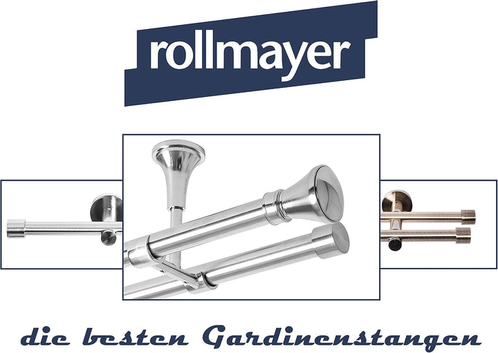 Rollmayer elegant und modern metall Schwarz Matt Vorhangstange/Gardinenstange Ø 19mm Rohr (400cm Cru