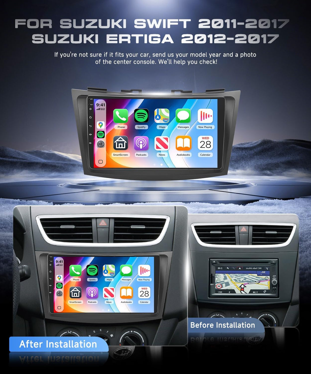 VECHTEL 8 Kern 6G+128G Autoradio Android 15 für Suzuki Swift 2011-2017 Suzuki Ertiga 2012-2017, 9 Zo
