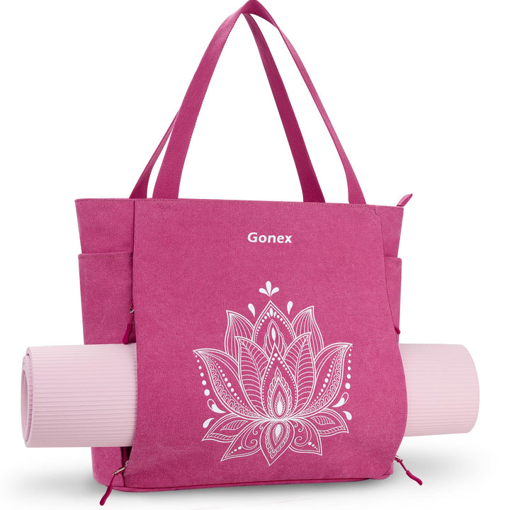 Gonex Yogatasche, Grosse Pilates Tragetasche mit Mehreren Taschen für Damen Herren, Robuste Canvas T