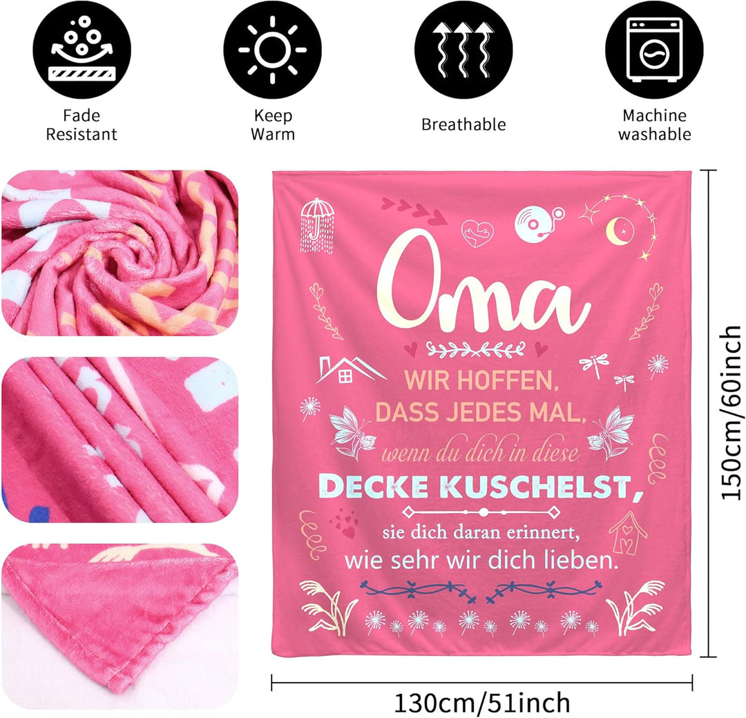 Original Renteneintritt Geschenke für Oma Frauen Kuscheldecke Geschenke für Grossmutter Weihnachten