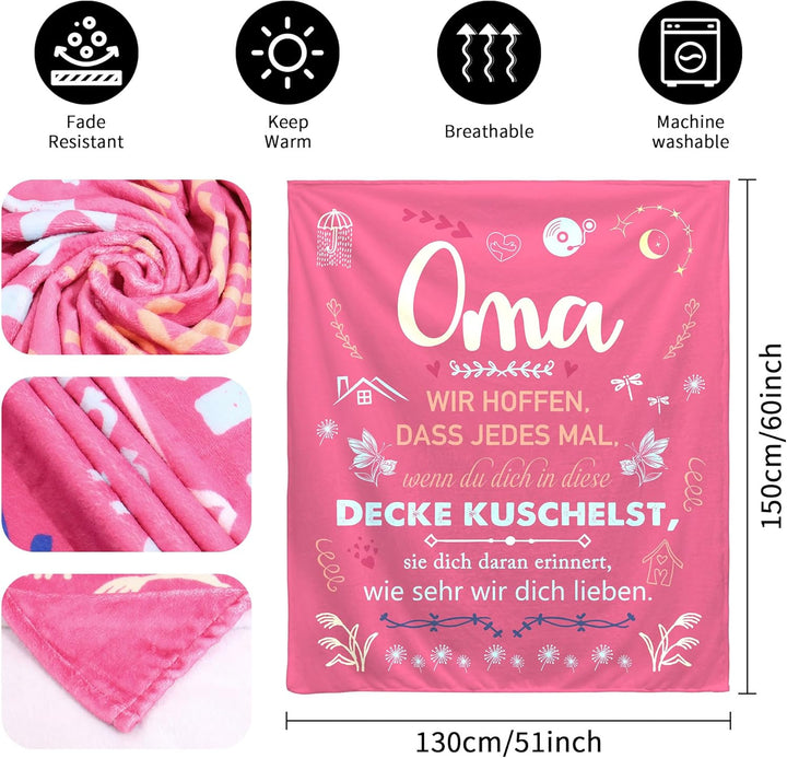 Original Renteneintritt Geschenke für Oma Frauen Kuscheldecke Geschenke für Grossmutter Weihnachten