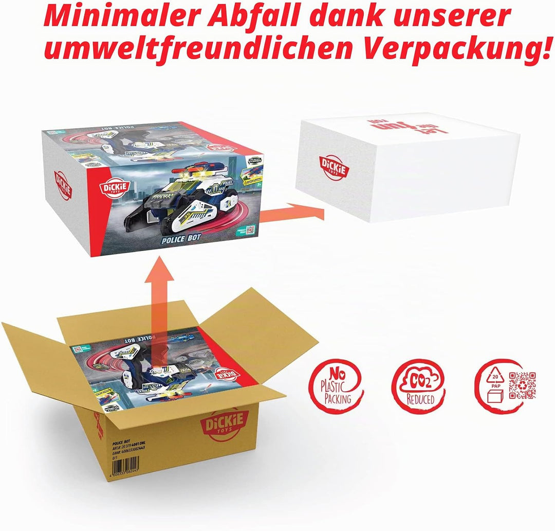 Dickie Toys Rescue Hybrids Polizei-Fahrzeug Police Bot (35 cm) - futuristisches Polizeiauto (gross)