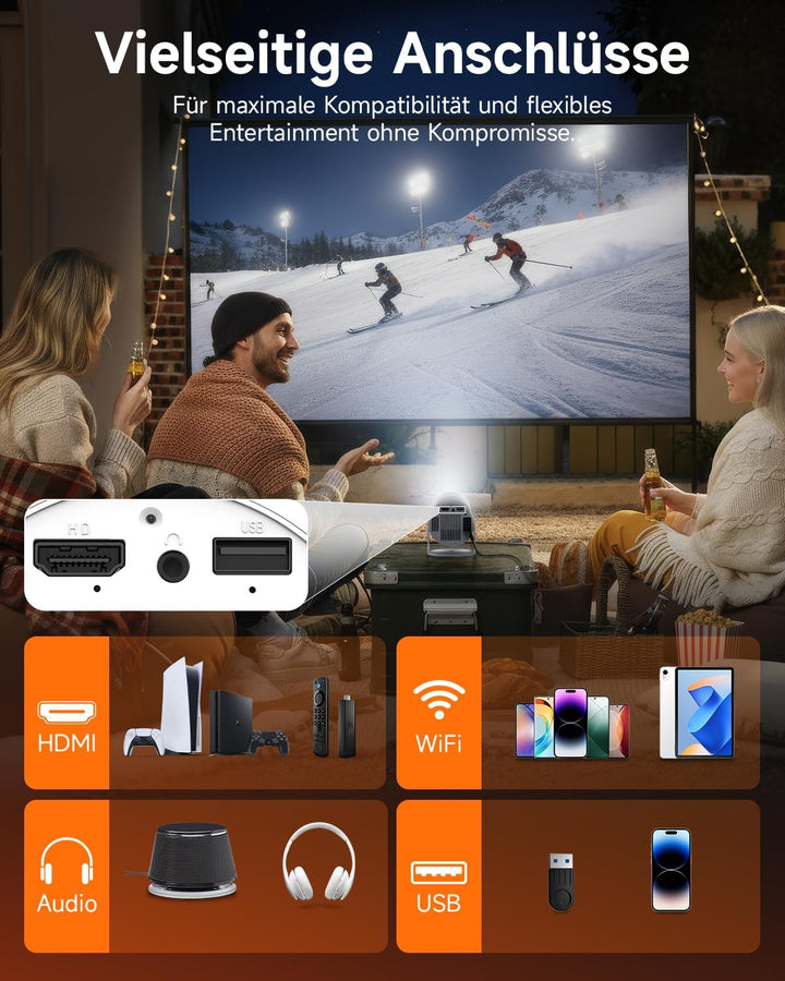 Rollei Smart Beamer 4K SB-502 Mini Projector Klein mit Auto Keystone ±35°