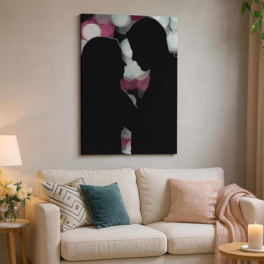 Bilder auf Leinwand 55x100cm Leinwandbild mit Rahmen Paar Liebe Beziehung Gross Wanddeko Bild Schlaf