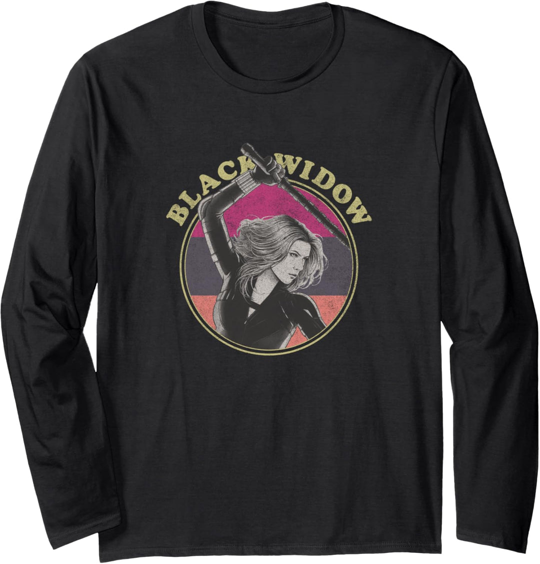 Marvel Black Widow Retro Circle Portrait Langarmshirt