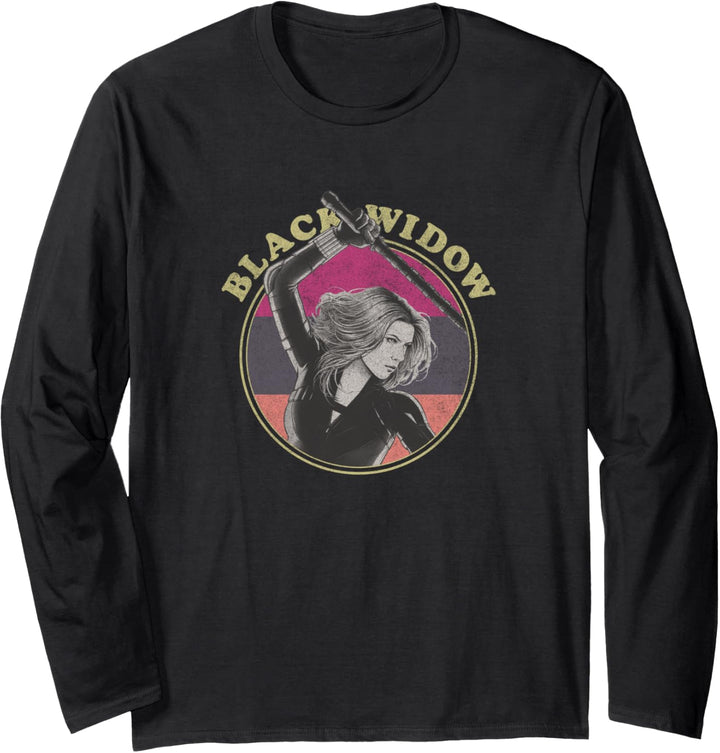 Marvel Black Widow Retro Circle Portrait Langarmshirt