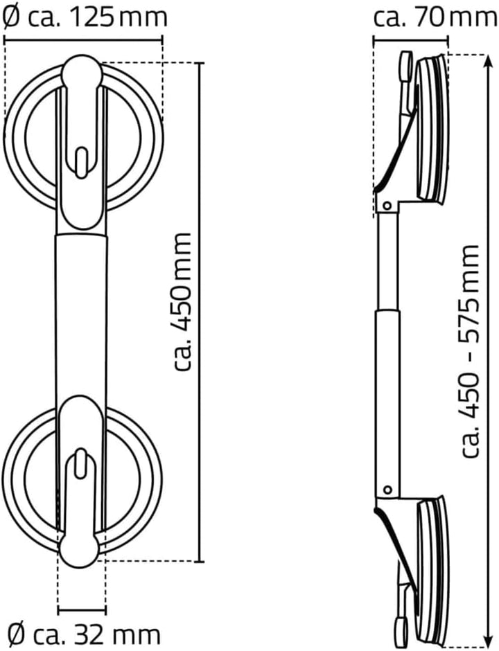 RIDDER Assistent A0150301 Reisesauggriff, Haltegriff, Wannengriff mit Sauger, ausziehbar von ca. 44,
