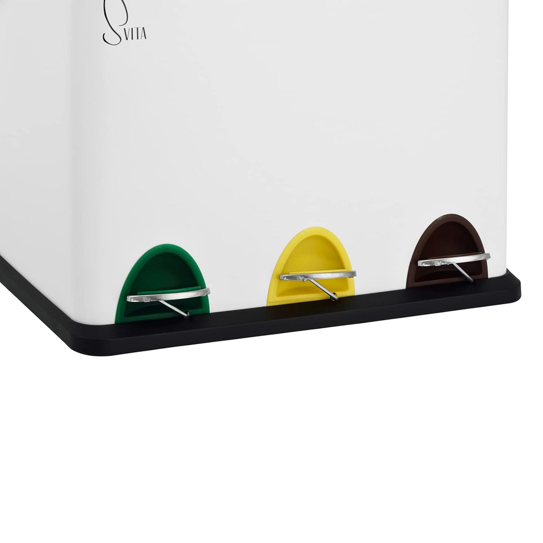 SVITA TC3X8 Mülleimer 3 Fächer, 24 Liter Treteimer mit Tretmechanismus, Pulverbeschichteter Stahl, P