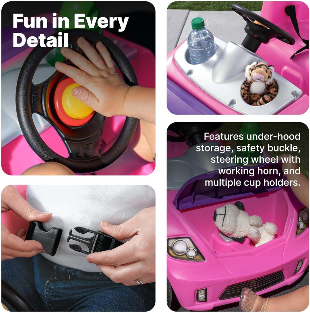 Step2 Whisper Ride Kinderauto/Rutscher in Rosa | Spielzeug Auto mit Schiebestange | Kinderfahrzeug/R