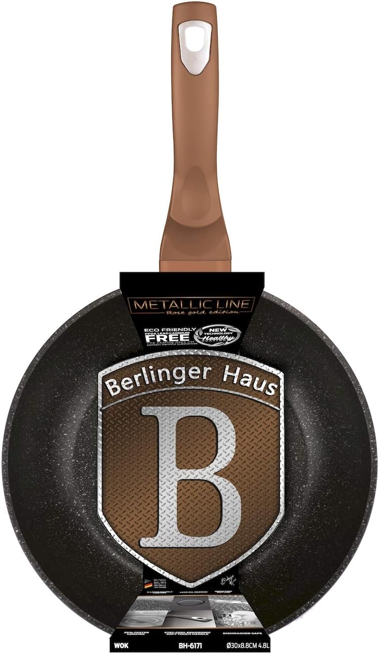 BERLINGER HAUS - Wok 30 cm, Metallic Line Rosegold Edition gratis Schutzfolie