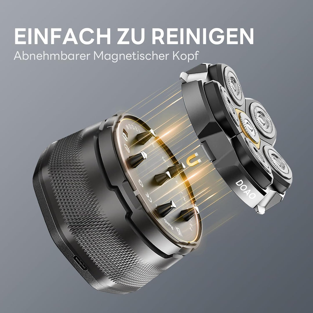 Glatzen Rasierer Herren, 180 Min Akku & flexibler 360grad-Scherkopf, Magnetische Leicht zu Reinigen,