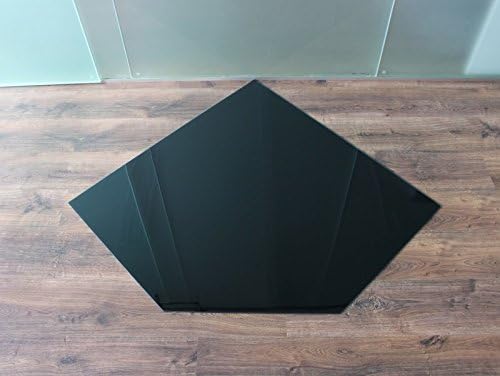 Fünfeck 110x110cm Glas schwarz - Funkenschutzplatte Kaminbodenplatte Glasplatte f. Kaminofen (Schwar