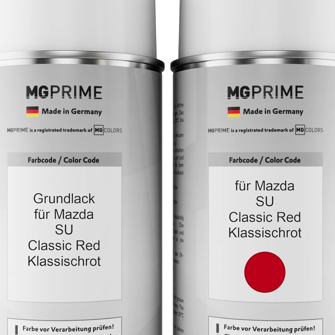 MG PRIME Autolack Sprühdosen Set für Mazda SU Classic Red/Klassischrot Grundlack Basislack Klarlack