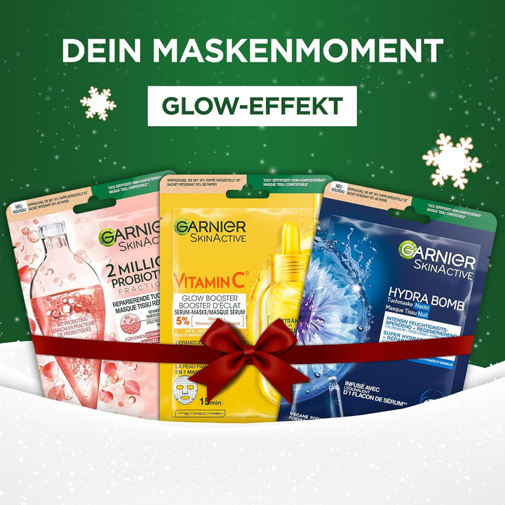 Garnier Tuchmasken Adventskalender: 24 Tage Beauty-Verwöhnung mit feuchtigkeitsspendenden Gesichts-