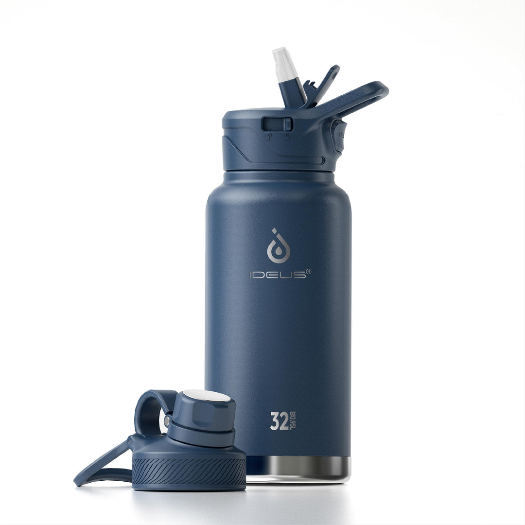 IDEUS Vakuumisolierte Wasserflasche, 32oz (950 ml) Edelstahl Doppelwand Flasche Metall Sport Kantine