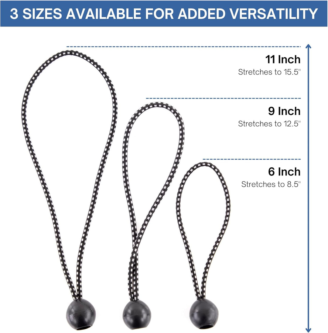 Kotap BB-11B Ball Bungee, 11-Inch, Black, 25-Piece by Kotap