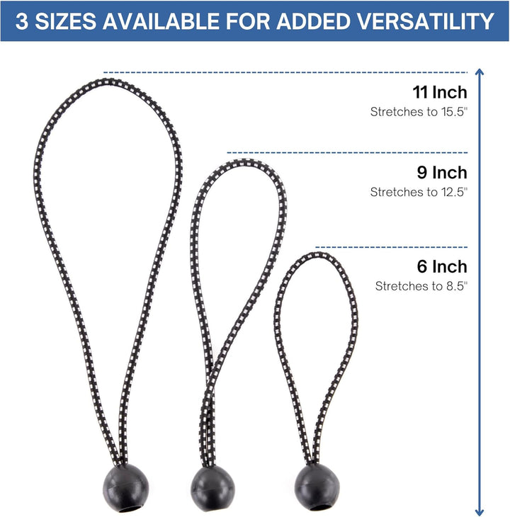 Kotap BB-11B Ball Bungee, 11-Inch, Black, 25-Piece by Kotap