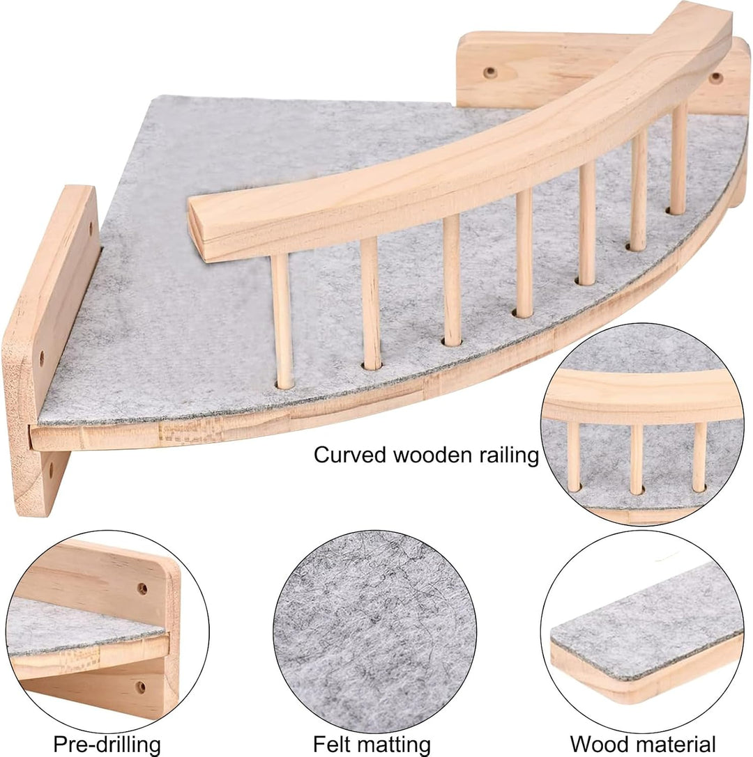 Katzen-Kletterwand-Set mit Eckperch und 3 Stufen, Katzen Wand Klettern Ecke Mit 3 Treppenstufen, Kat