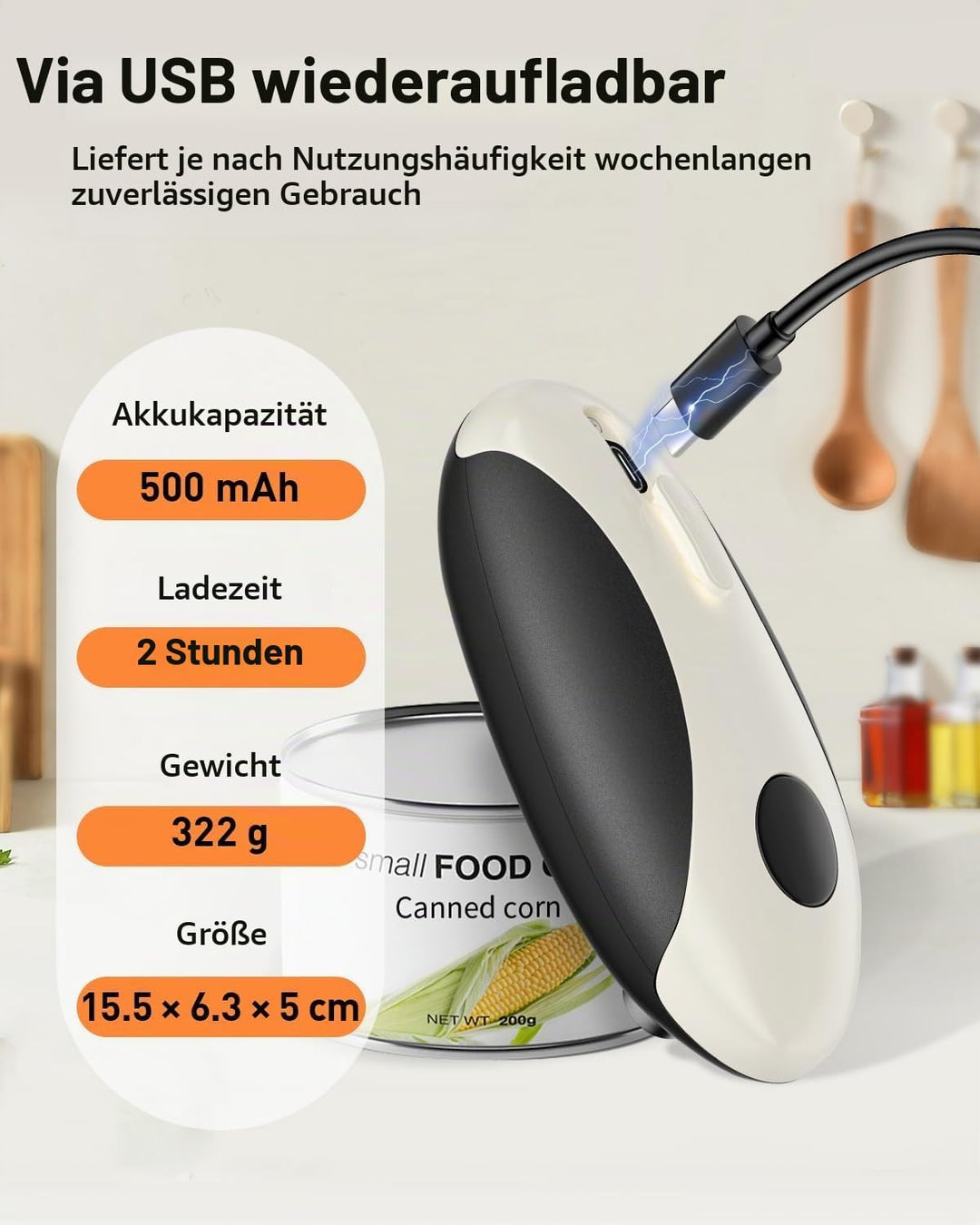 Pawfly Elektrischer Dosenöffner mit Akku und magnetischem Deckelhalter, One-Touch automatischer kabe